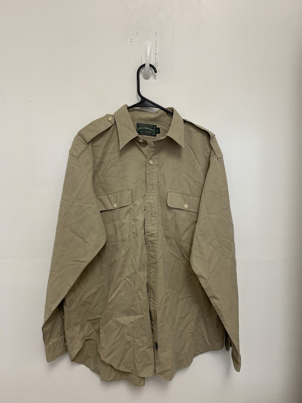 Vintage Polo Country Ralph Lauren Button Up Shirt Rare 80s 90s Brown Mens Large